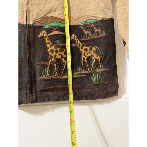 Suede Leather Jacket The Quacker Factory Embroidered Safari Size M - Picture 13 of 14